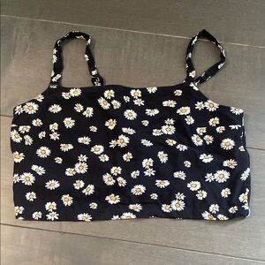Hollister Black Floral Crop Top